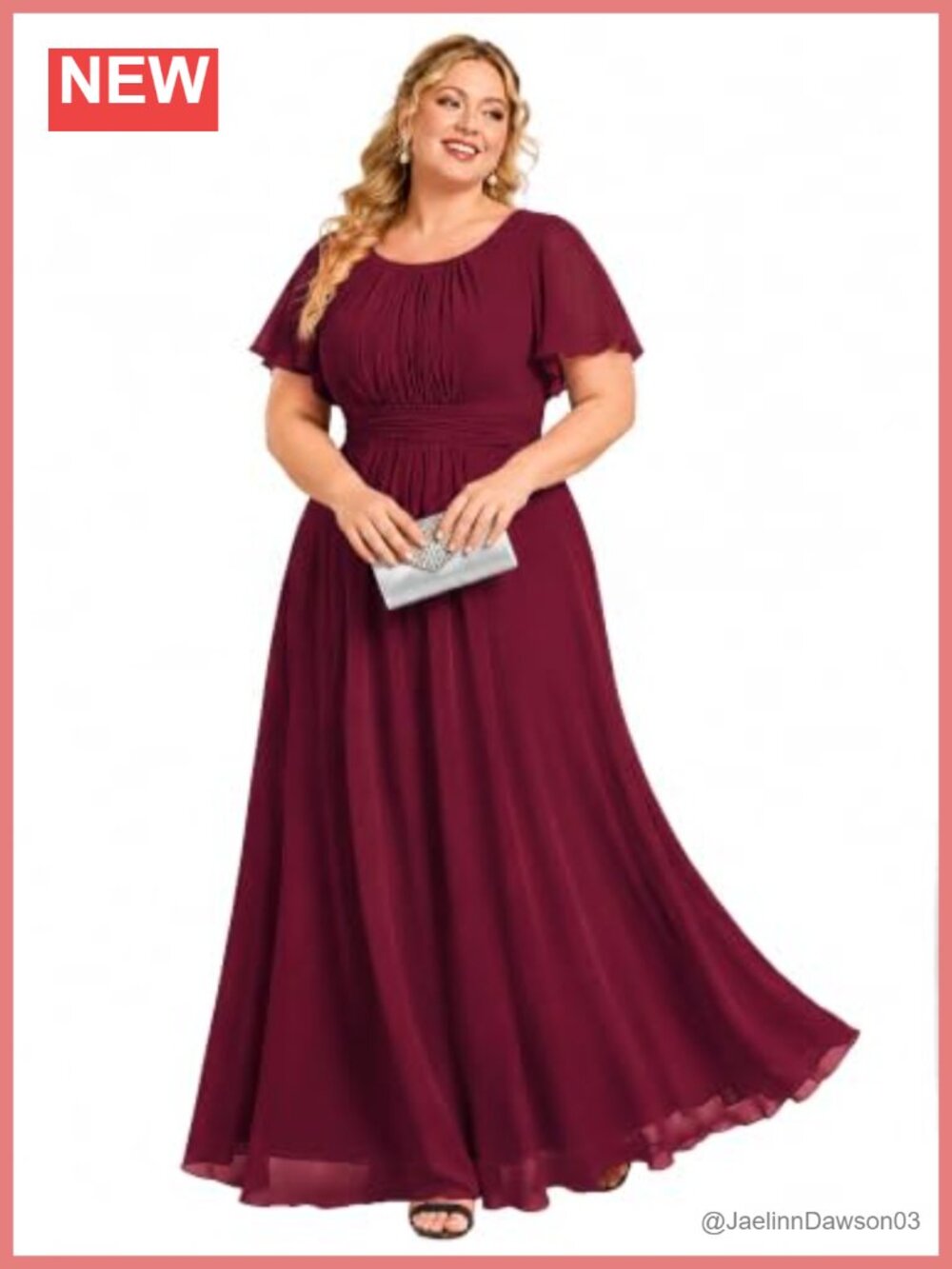 Plus Size Formal Maxi Dress Ruffle Sleeve Wedding Guest
